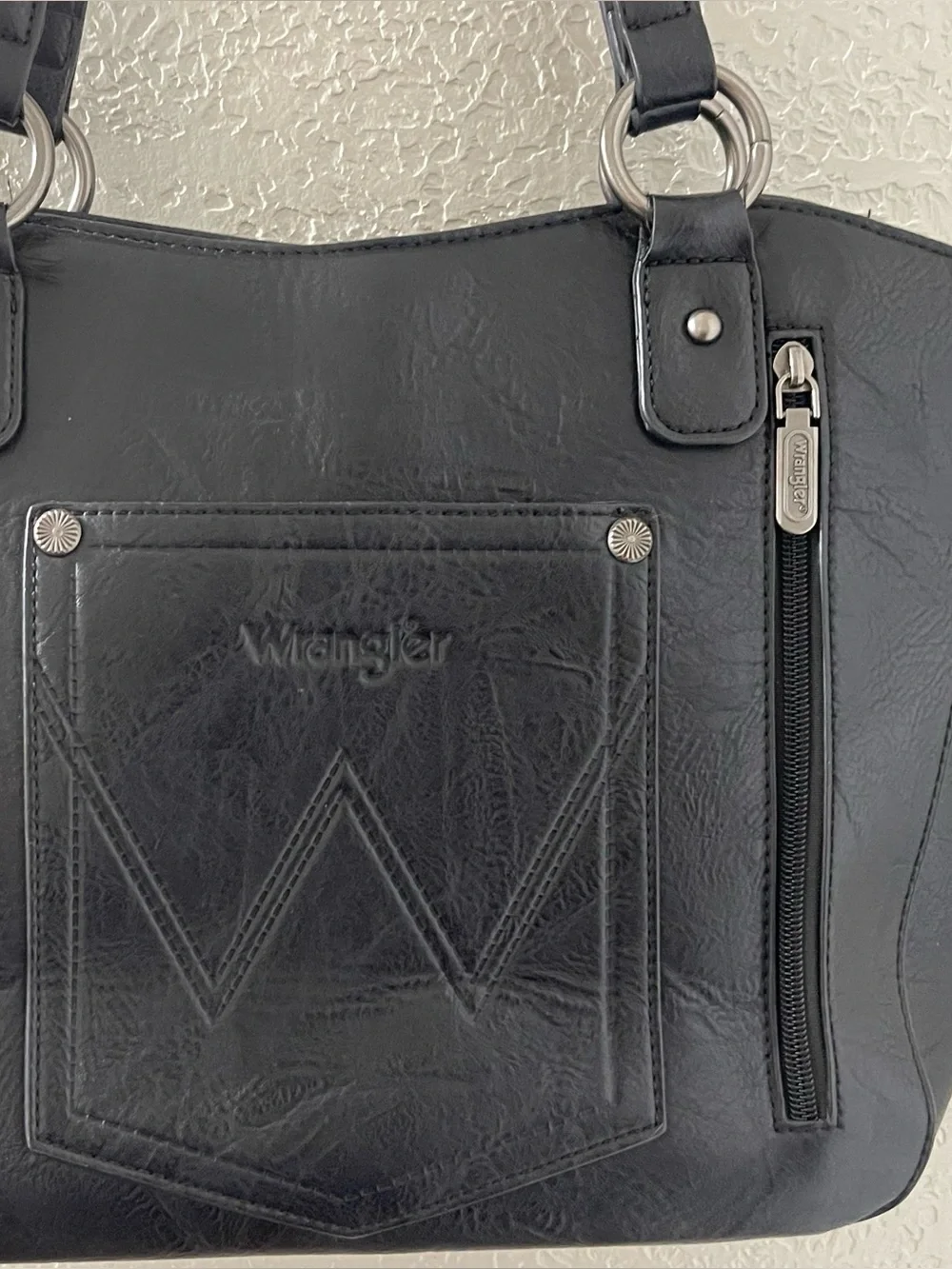 Wrangler Black Studded Shoulder Tote Western